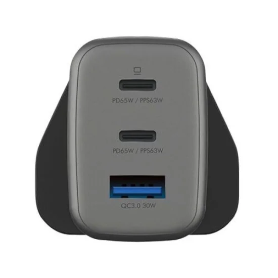 Energea Ampcharge Gan65, 2C1A Pd/Pps/Qc3.0 Wall Charger,65W (Uk) - Gunmetal